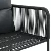  6 db fekete polyrattan kültéri szék párnával