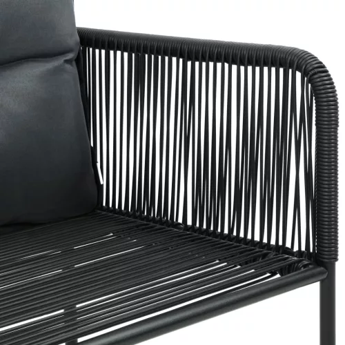  6 db fekete polyrattan kültéri szék párnával