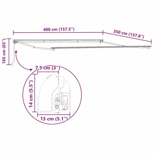 Napernyő Kézi Fehér 4 × 3,5 m Fém
