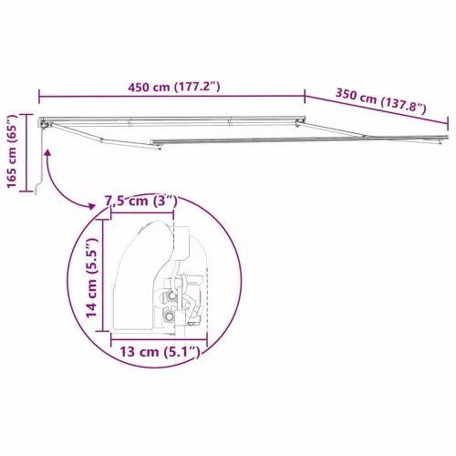 Napernyő Kézi Fehér 4,5 × 3,5 m Fém