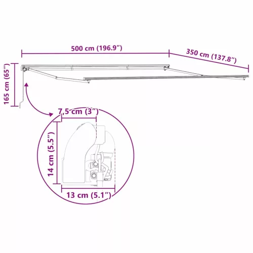  Napernyő Fehér 5 × 3,5 m Fém