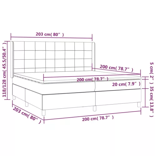  sötétszürke szövet rugós ágy matraccal 200 x 200 cm