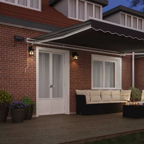  Napernyő keret LED -es lámpákkal Fehér 500 × 300 cm Alumínium