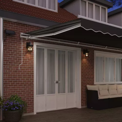  Napernyő keret LED -es lámpákkal Fehér 600 × 350 cm Alumínium