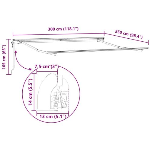 Napernyő Kézi Fehér 3 x 2,5 m Fém