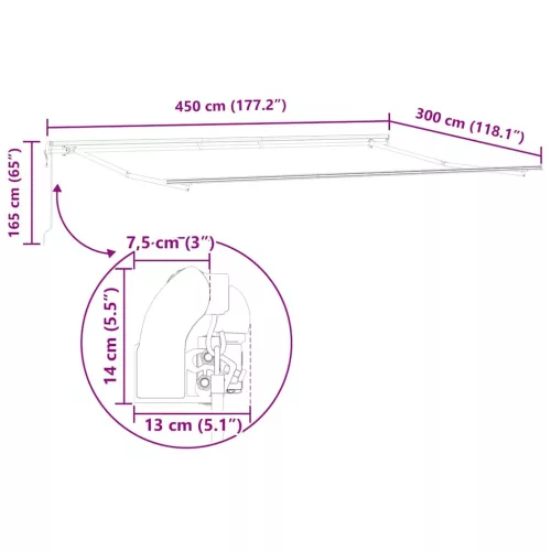 Napernyő Kézi Fehér 4,5 × 3 m Fém