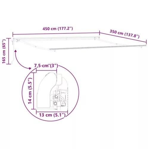 Napernyő Fehér 4,5 × 3,5 m Fém