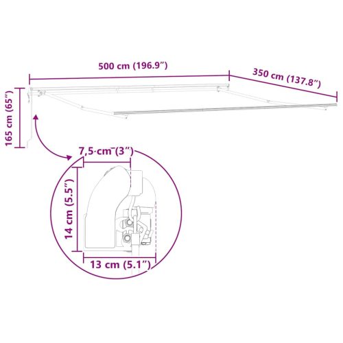 Napernyő Kézi Fehér 5 × 3,5 m Fém