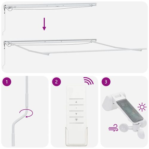 Napernyő tartalmaz Kézi Fehér 4,5 × 3,5 m Fém