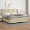  krémszínű műbőr rugós ágy matraccal 200 x 200 cm