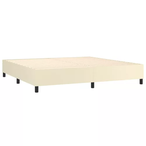 krémszínű műbőr rugós ágy matraccal 200 x 200 cm