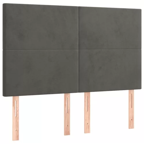  sötétszürke bársony rugós ágy matraccal 140x190 cm
