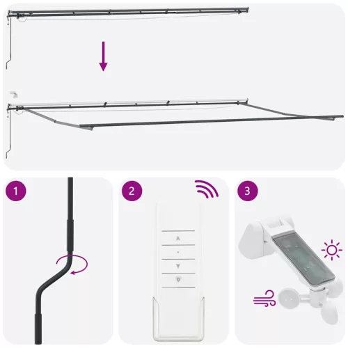 Napernyő tartalmaz Kézi Antracit 6 × 3,5 m Fém