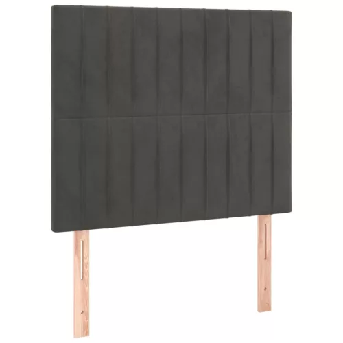  sötétszürke bársony rugós ágy matraccal 80 x 200 cm