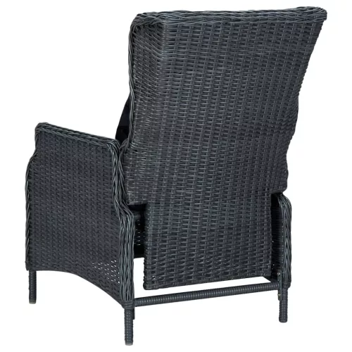  sötétszürke dönthető háttámlás polyrattan kerti szék párnákkal