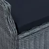  sötétszürke dönthető háttámlás polyrattan kerti szék párnákkal