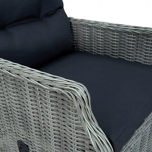  világosszürke dönthető polyrattan kerti szék párnákkal