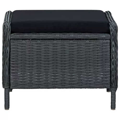  sötétszürke dönthető polyrattan kerti szék lábzsámollyal
