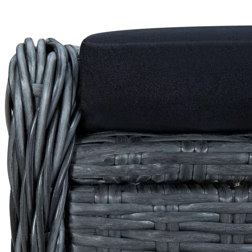  sötétszürke dönthető polyrattan kerti szék lábzsámollyal