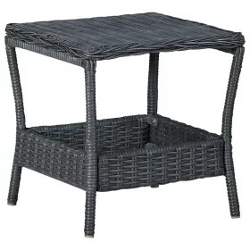  sötétszürke polyrattan kerti asztal 45 x 45 x 46,5 cm 