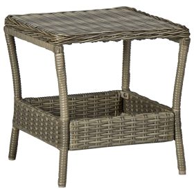  barna polyrattan kerti asztal 45 x 45 x 46,5 cm 