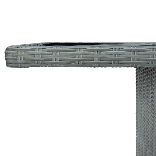  sötétszürke polyrattan és edzett üveg kerti asztal