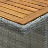  sötétszürke polyrattan és tömör akácfa kerti asztal