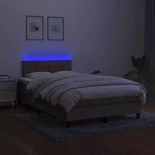  tópszínű szövet rugós és LED-es ágy matraccal 120 x 200 cm