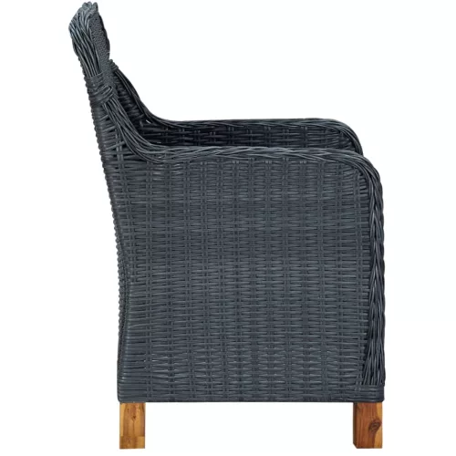  2 db sötétszürke polyrattan kerti szék párnával