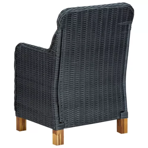  2 db sötétszürke polyrattan kerti szék párnával