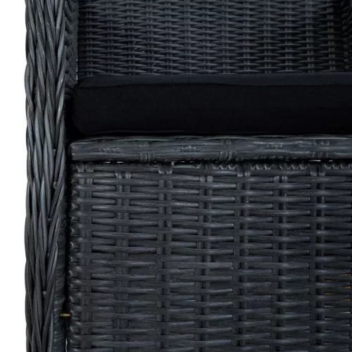  2 db sötétszürke polyrattan kerti szék párnával