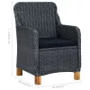  2 db sötétszürke polyrattan kerti szék párnával