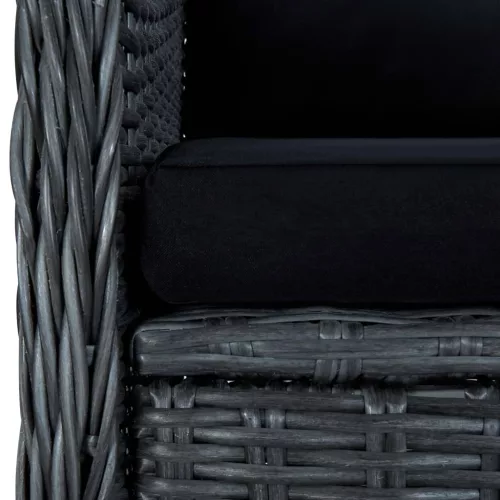  2 db sötétszürke polyrattan kerti szék párnával