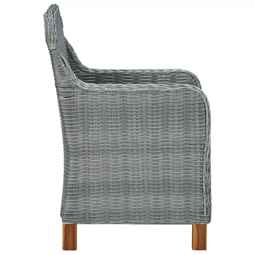  2 db világosszürke polyrattan kerti szék párnával