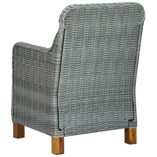  2 db világosszürke polyrattan kerti szék párnával