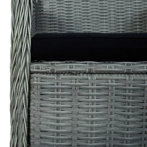  2 db világosszürke polyrattan kerti szék párnával
