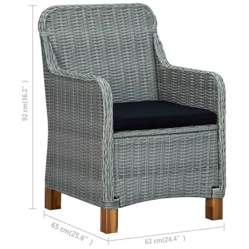  2 db világosszürke polyrattan kerti szék párnával
