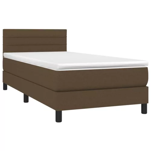  barna szövet rugós és LED-es ágy matraccal 90x190 cm