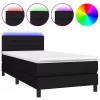  fekete szövet rugós és LED-es ágy matraccal 100x200 cm