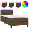  barna szövet rugós és LED-es ágy matraccal 100x200 cm