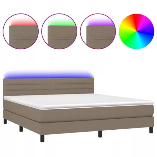  tópszínű szövet rugós és LED-es ágy matraccal 160x200 cm