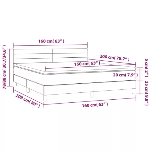  tópszínű szövet rugós és LED-es ágy matraccal 160x200 cm