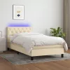  krémszínű szövet rugós és LED-es ágy matraccal 80 x 200 cm
