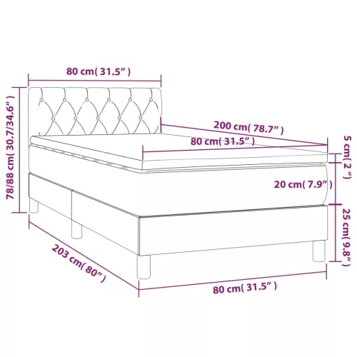  krémszínű szövet rugós és LED-es ágy matraccal 80 x 200 cm