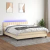  krémszínű szövet rugós és LED-es ágy matraccal 160x200 cm