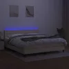  krémszínű szövet rugós és LED-es ágy matraccal 160x200 cm