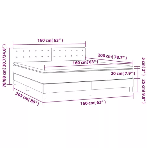  krémszínű szövet rugós és LED-es ágy matraccal 160x200 cm