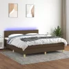  barna szövet rugós és LED-es ágy matraccal 160x200 cm