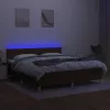  barna szövet rugós és LED-es ágy matraccal 160x200 cm