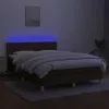  barna szövet rugós és LED-es ágy matraccal 140x200 cm